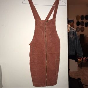 Corduroy front zip dress